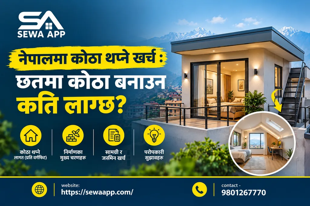 नेपालमा कोठा थप्ने खर्च २०२६: छतमा कोठा बनाउन कति लाग्छ?